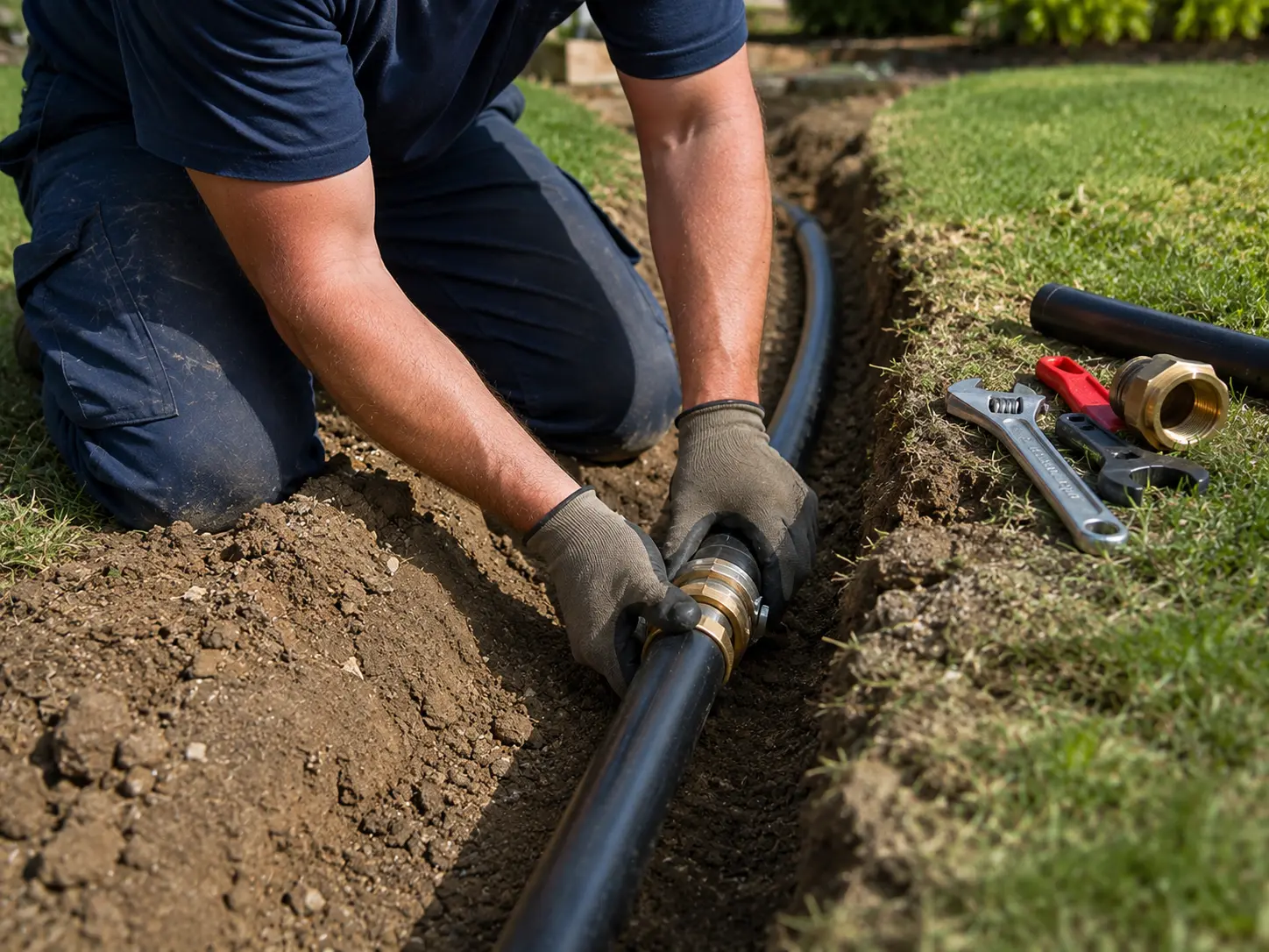 plumber replacing a main water line in St. Thomas